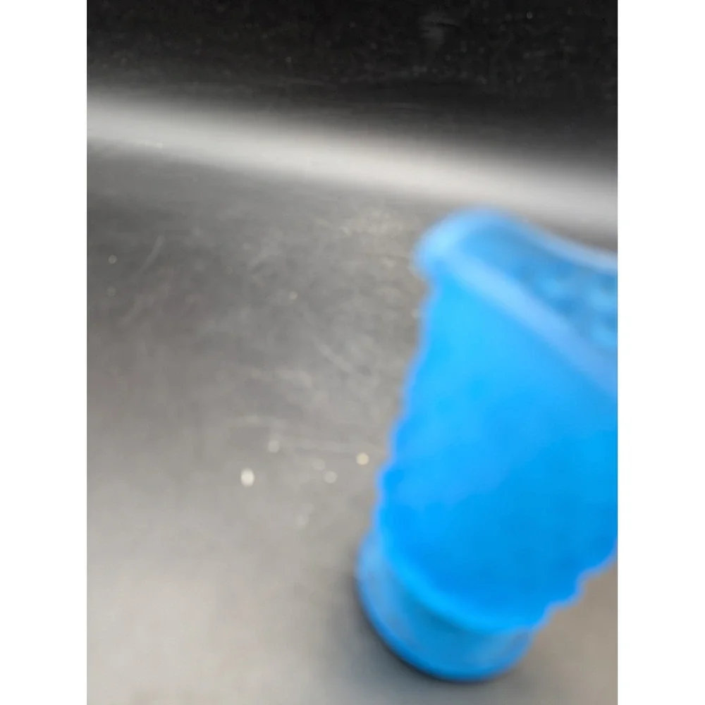 Blue Satin‎ Hobnail Glass Pitcher Creamer Footed Frosted Mid Century Modern 3